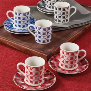 Gural Porselen Camelia Bone Diamantmønster 2411 tyrkisk kaffekopp sett (6 personer)