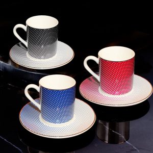 Gural Porselen Camelia Prikkmønster 62421 tyrkisk kaffekopp sett (6 personer)